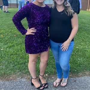 Deep purple sequin formal dress; Size 14